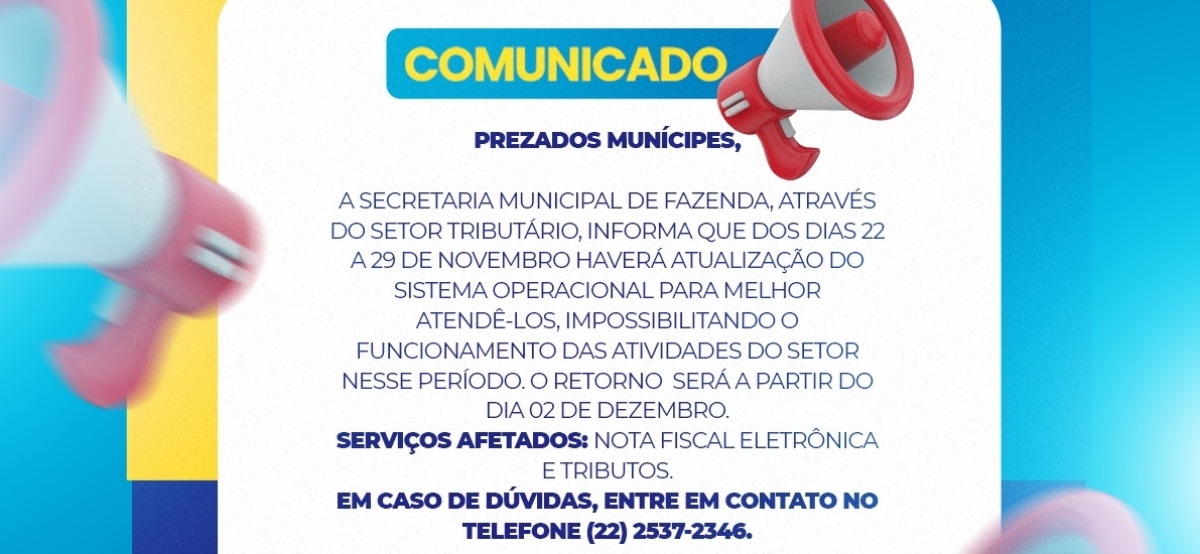 Comunicado da Secretaria de Fazenda